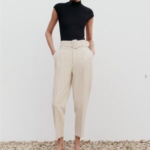 Zara Pastel Yellow High-waisted Pants